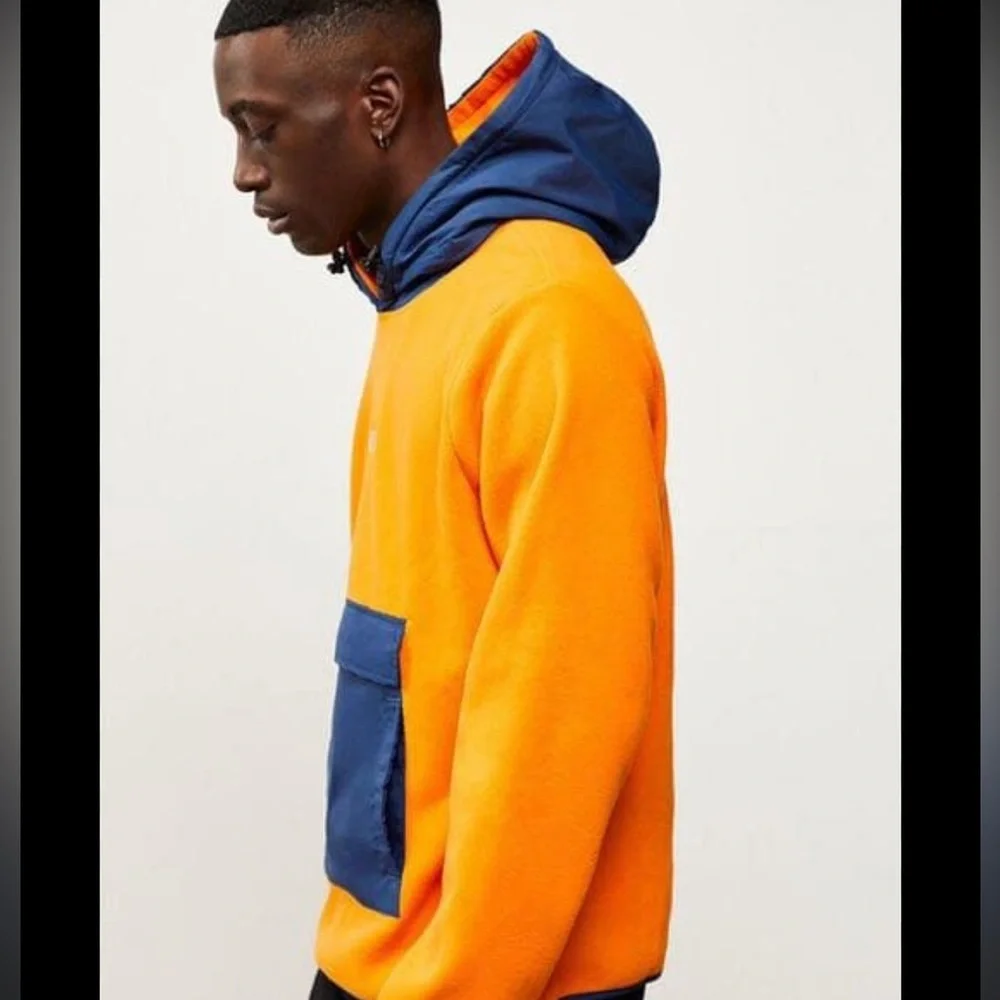 HUF Men’s Domestic Pullover Fleece in Orange and Navy Blue Size Large EUC - Picture 5 of 5